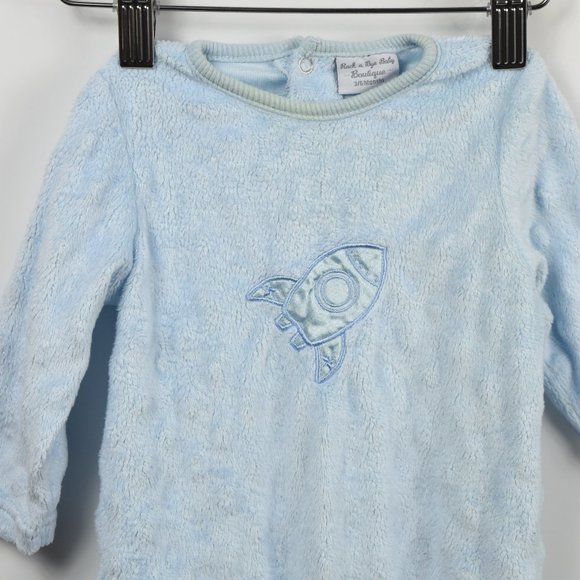 Pale blue long pile fleece sleep/play suit - Picture 2 of 5